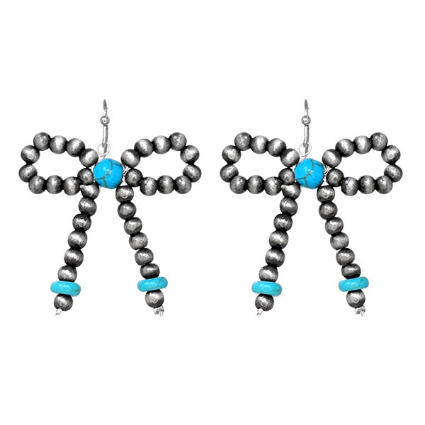 WESTERN PEARLS W/SEMI STONE BOW EARRINGS