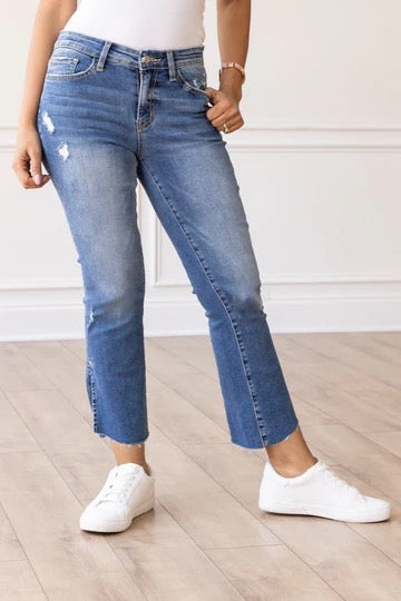 THE MAYA MID WASH SLIT JEANS