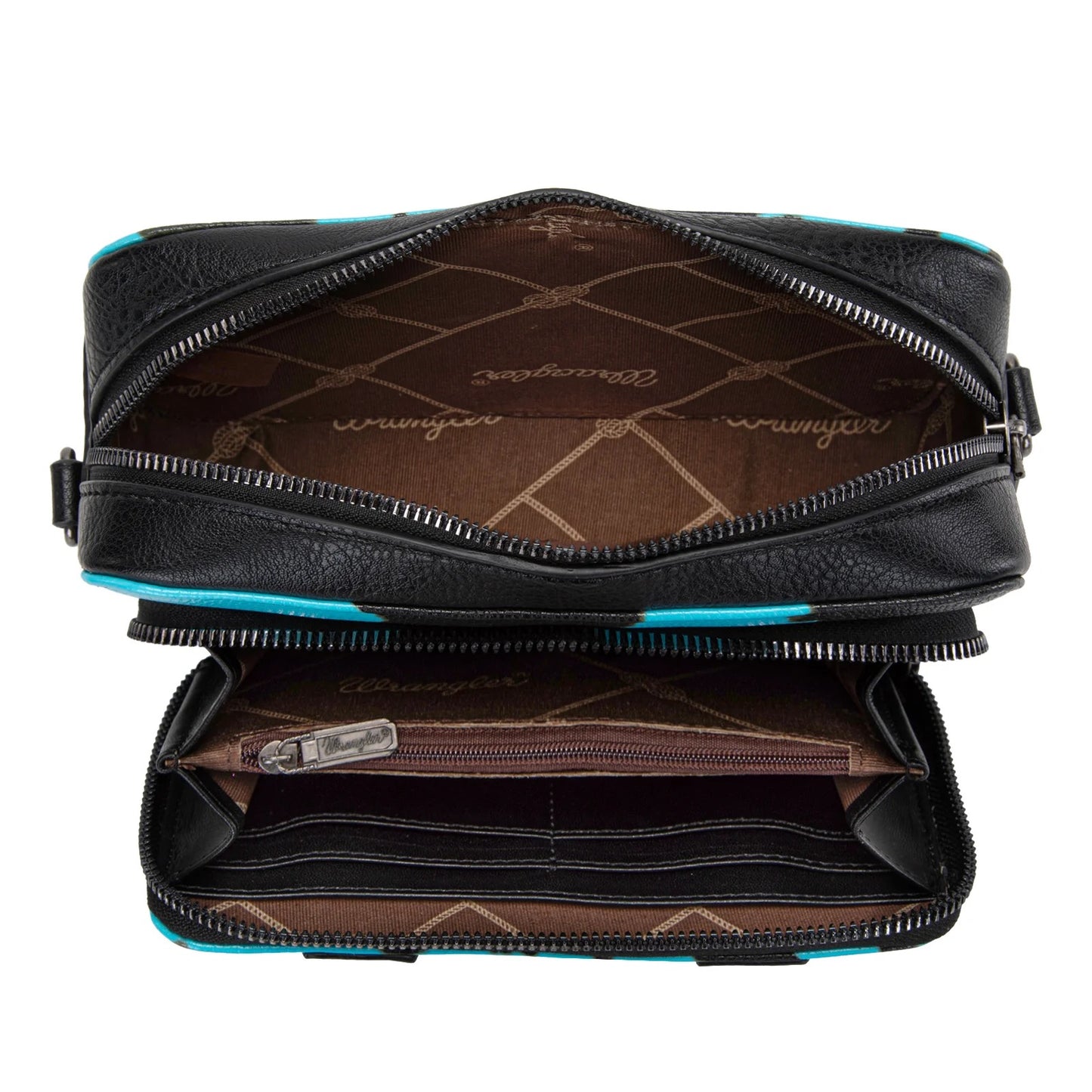 Wrangler Cow Print Crossbody Purse With Wallet Compartment
