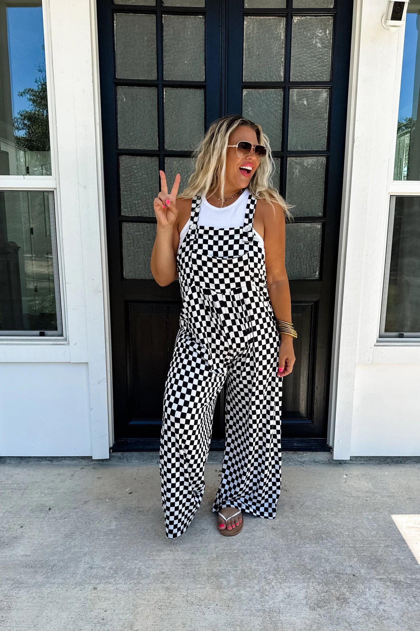 CHECKERED KARLI BOHO OVERALLS