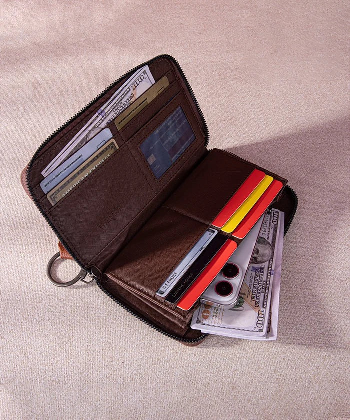 WRANGLER ALL-OVER AZTEC DUAL SIDED PRINT CANVAS WALLET