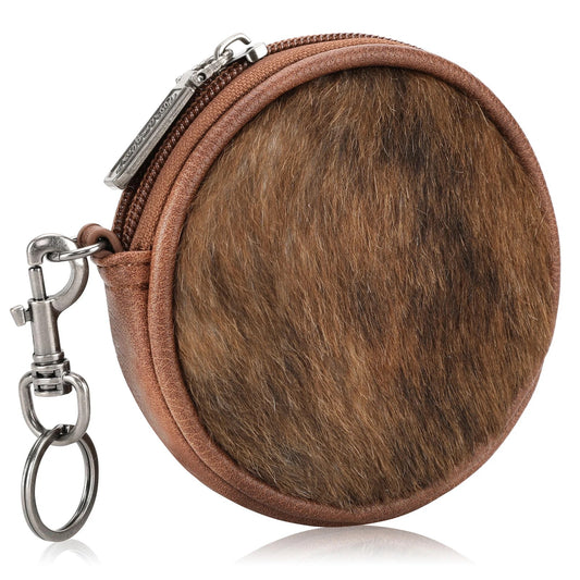 Wrangler Genuine Hair On Cowhide Circular Coin Pouch Bag Charm