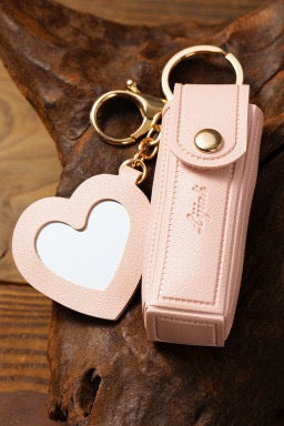 Apricot Pink Portable Lipstick Pocket Heart Keychain