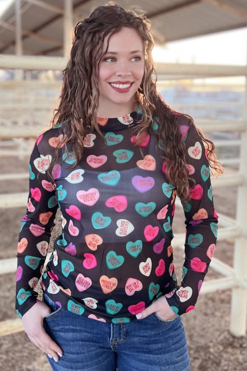 COWBOY SWEETHEART MESH TOP