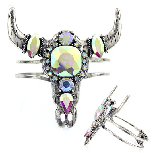 WESTERN STEERHEAD CRYSTAL HINGE BRACELET