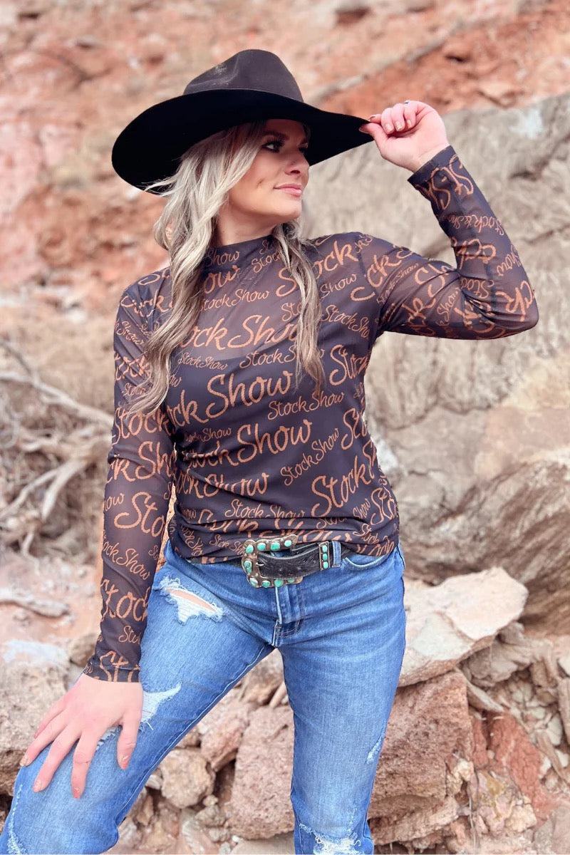 STOCK SHOW QUEEN MESH TOP