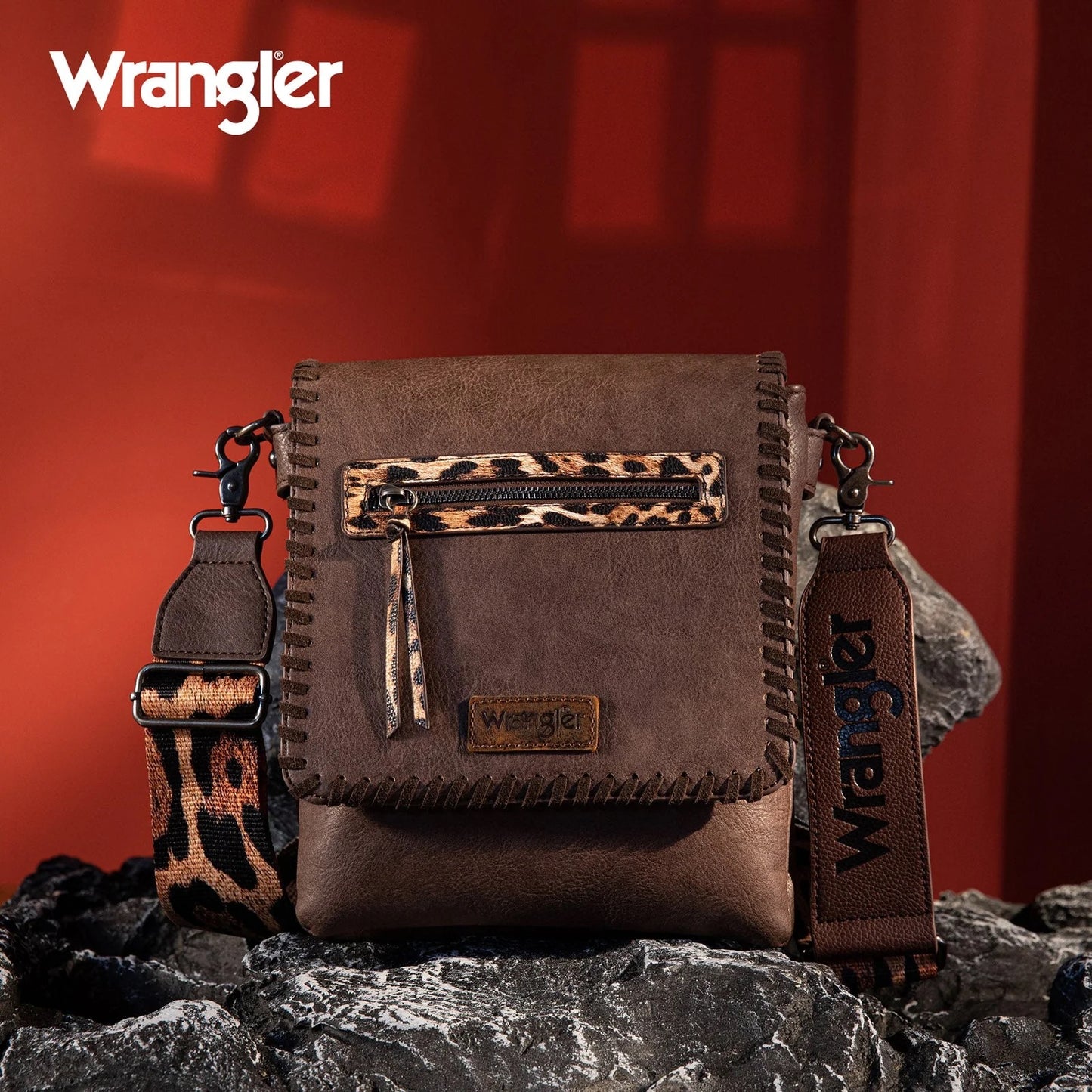 Wrangler Whipstitch Leopard Print Crossbody