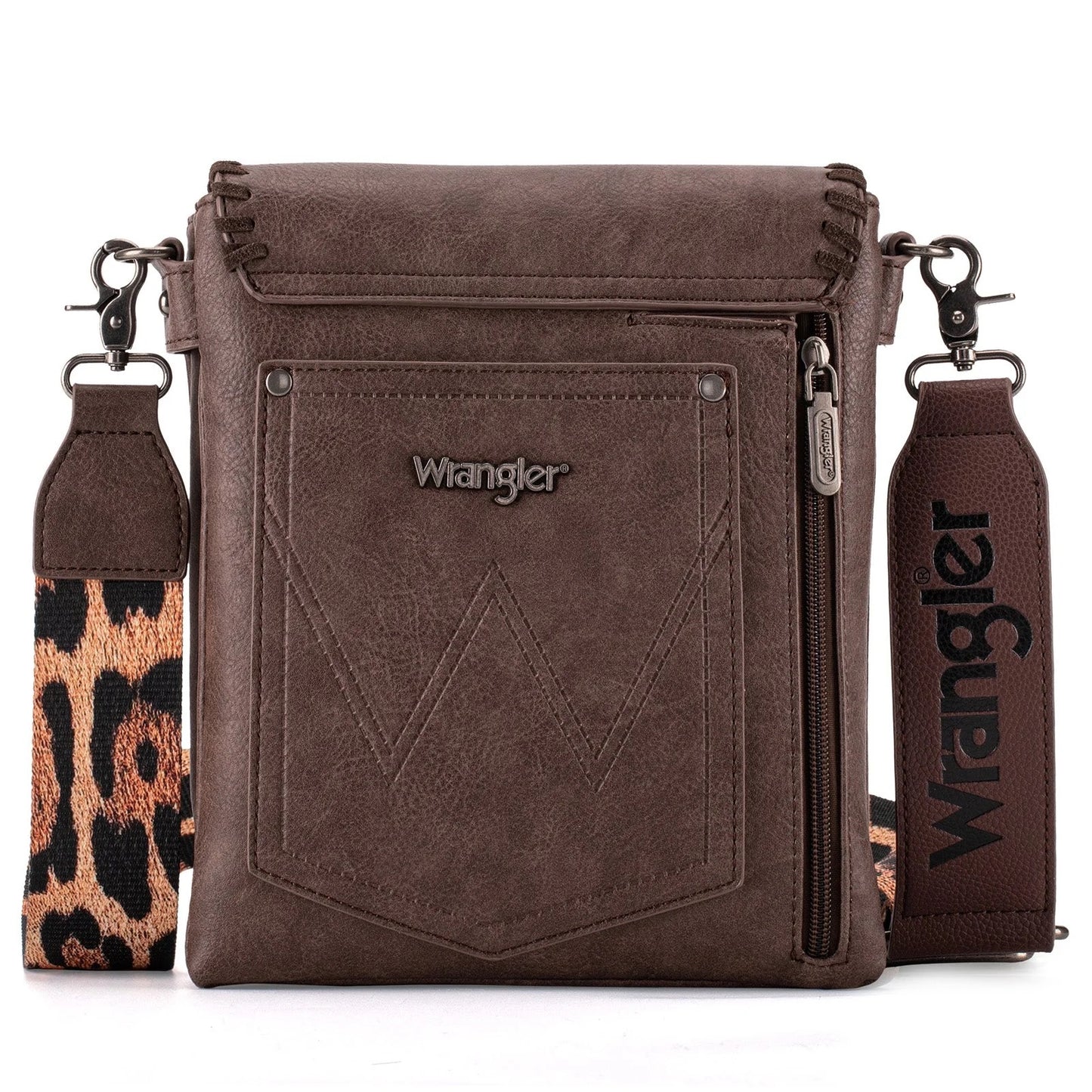 Wrangler Whipstitch Leopard Print Crossbody