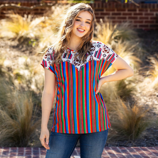 Serape/ Cow Print Top