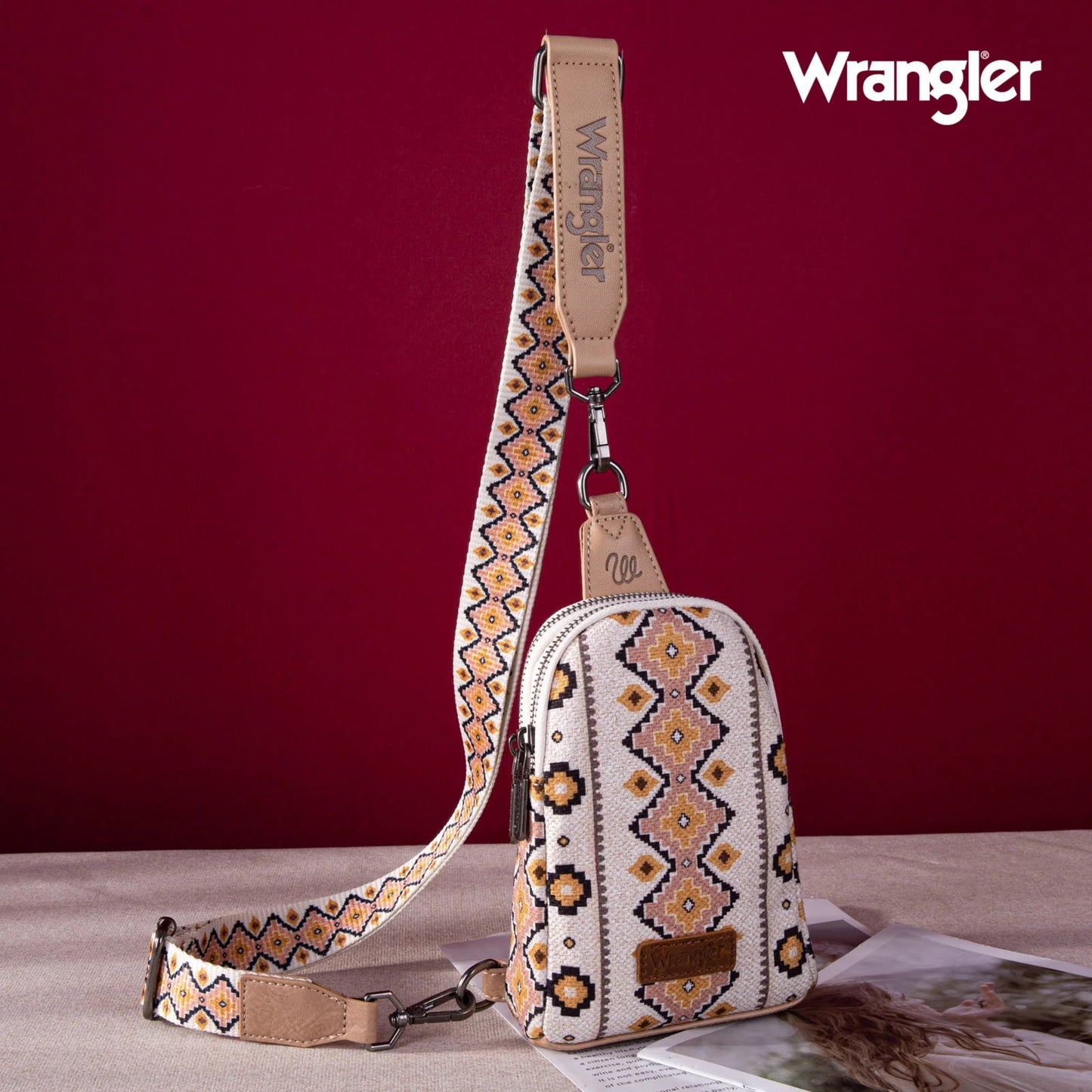 Wrangler Aztec Print Crossbody Sling Chest Bag