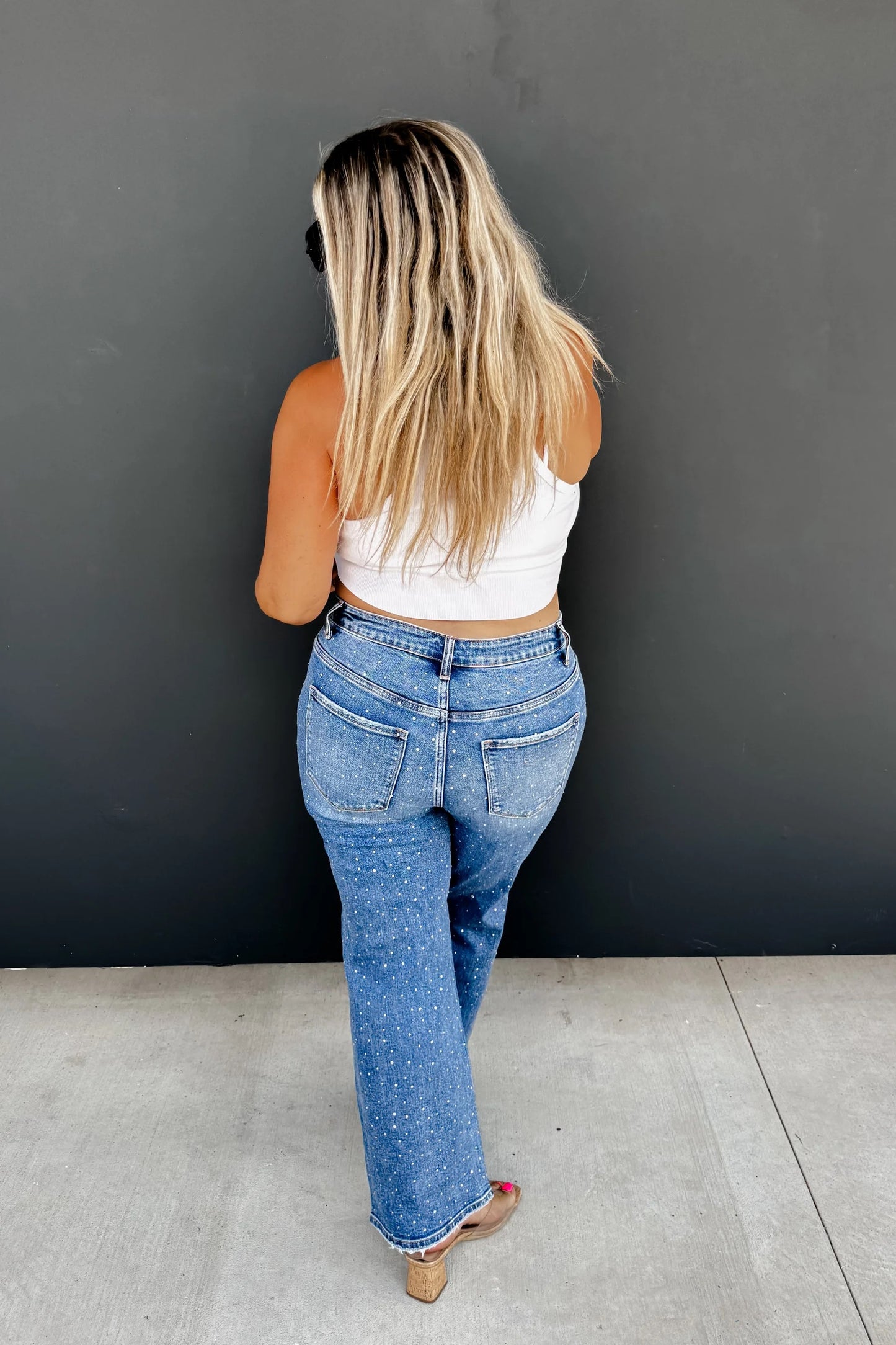RHINESTONE COWGIRL MID RISE JEAN