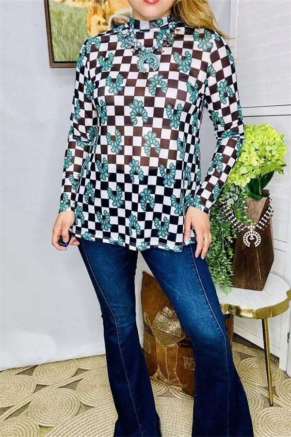 western turquoise jewels & checkered prints