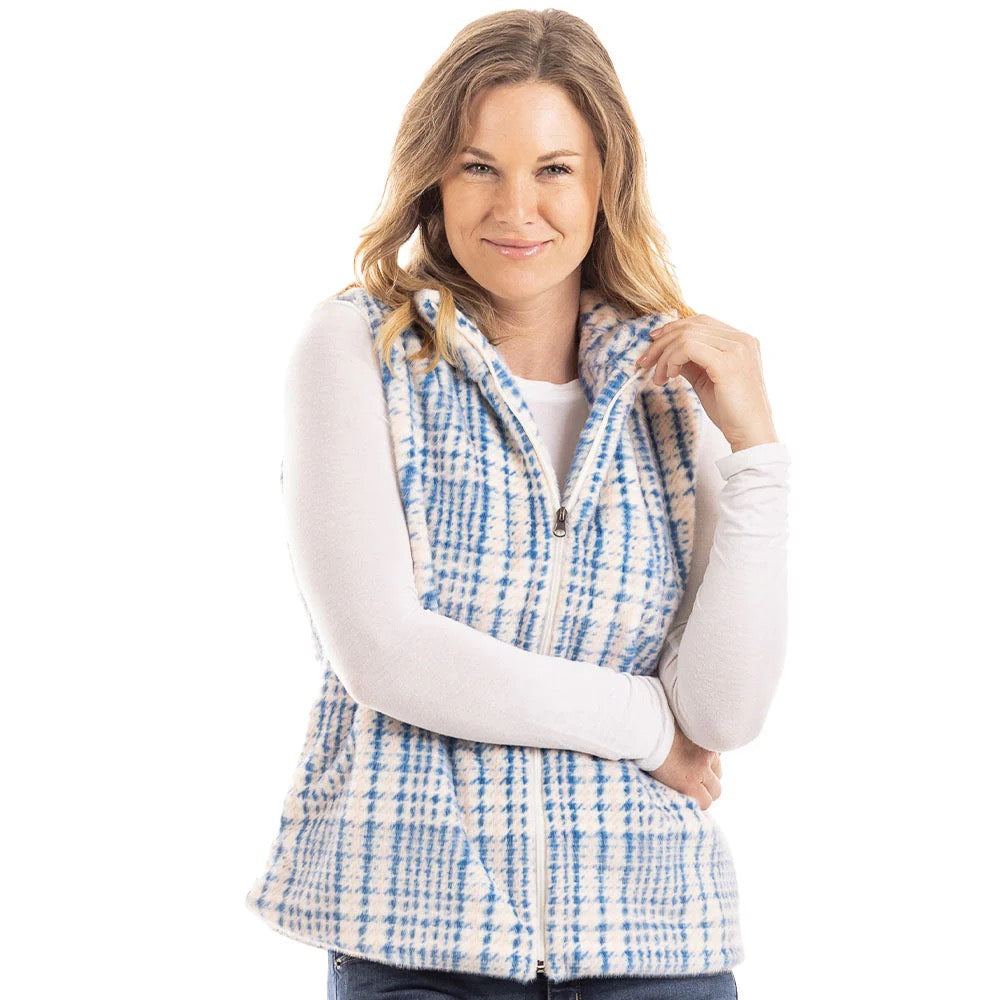 HOUNDSTOOTH FAUX FUR VEST