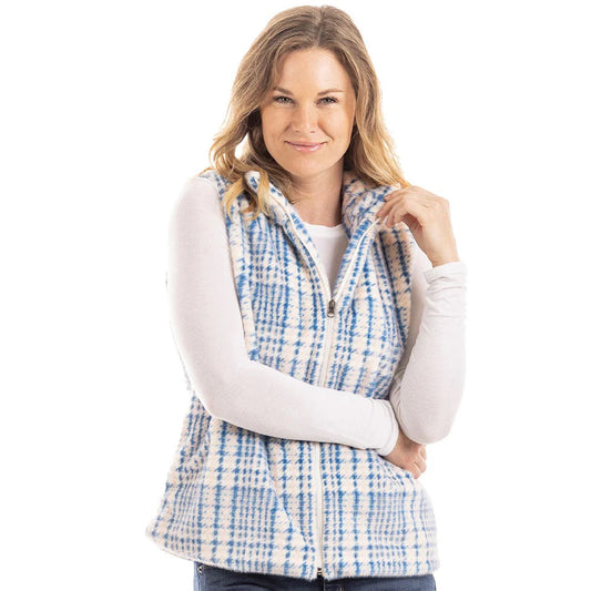 HOUNDSTOOTH FAUX FUR VEST