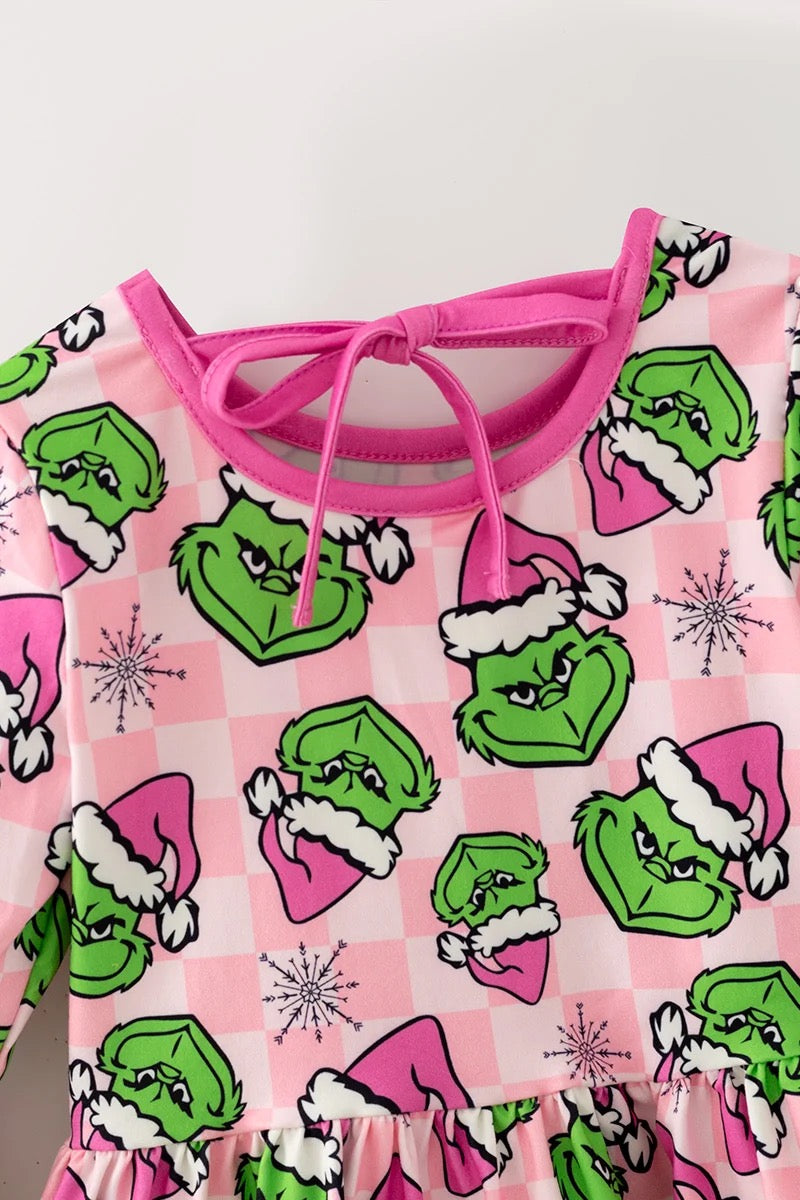 LT. PINK & FUCHSIA CHRISTMAS CHARACTER PRINTED GIRL TOP & BOTTOMS