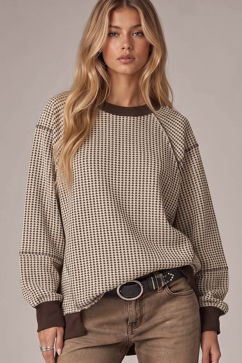 Waffle Patch Detail Pullover