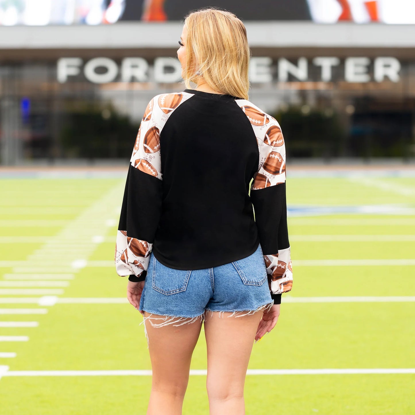 Game Day Color Block Bubble Long Sleeve Top
