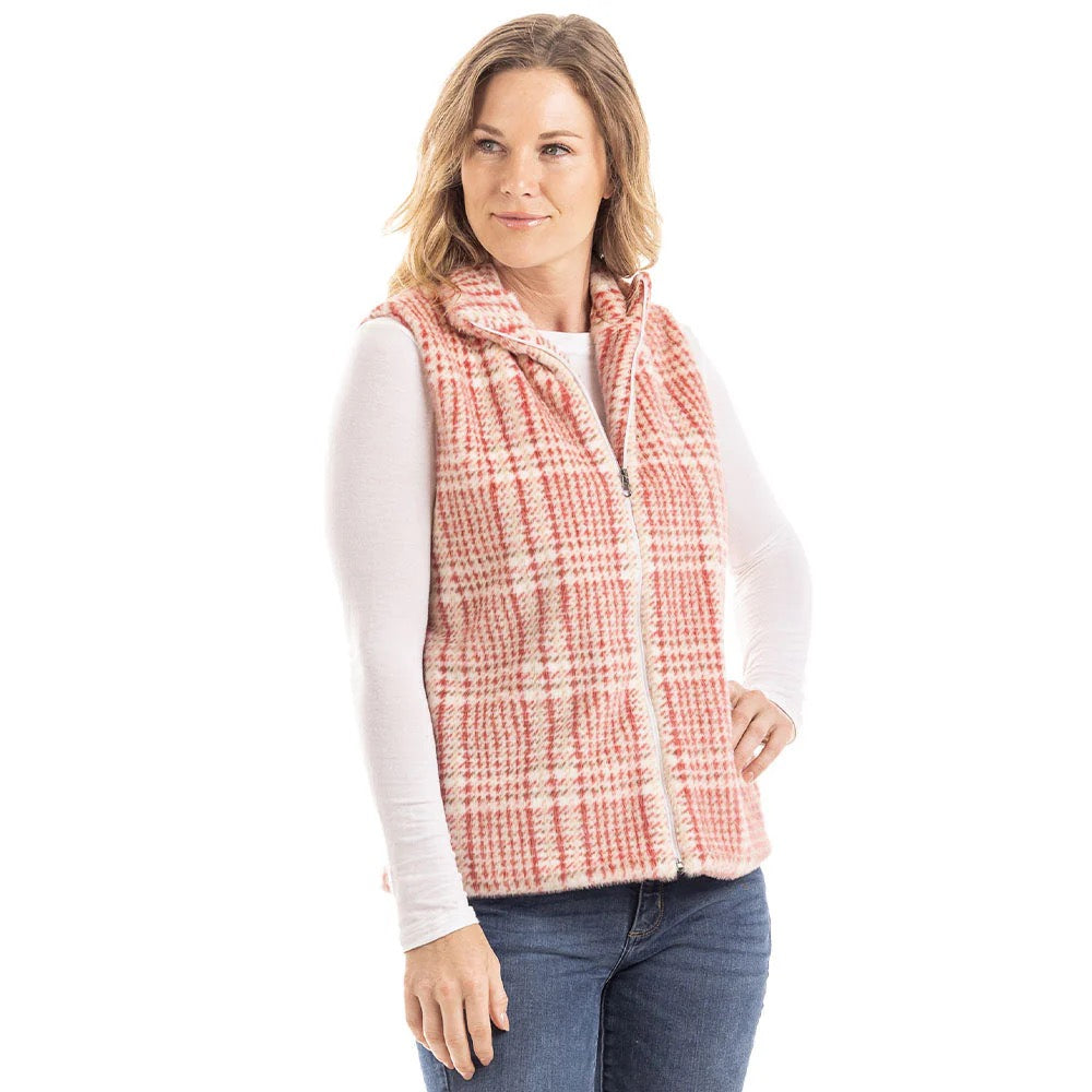 HOUNDSTOOTH FAUX FUR VEST