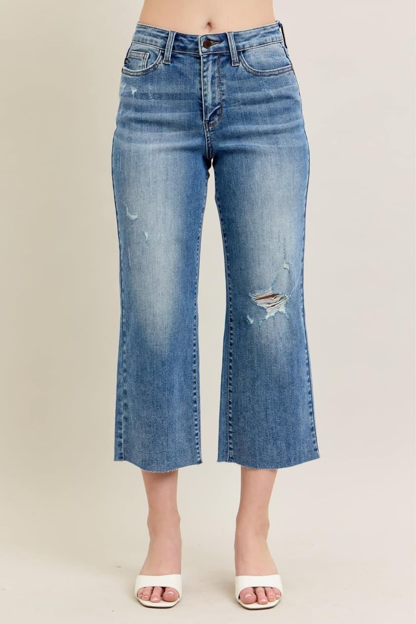 JUDY BLUE WIDE CROP. HIGH WAIST