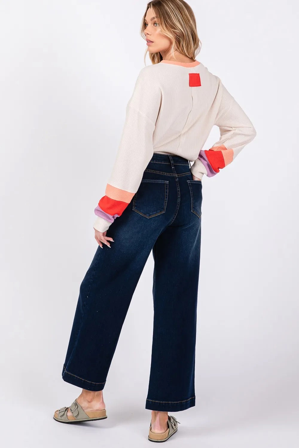 SAGE & FIG HIGH WAIST WIDE LEG JEANS