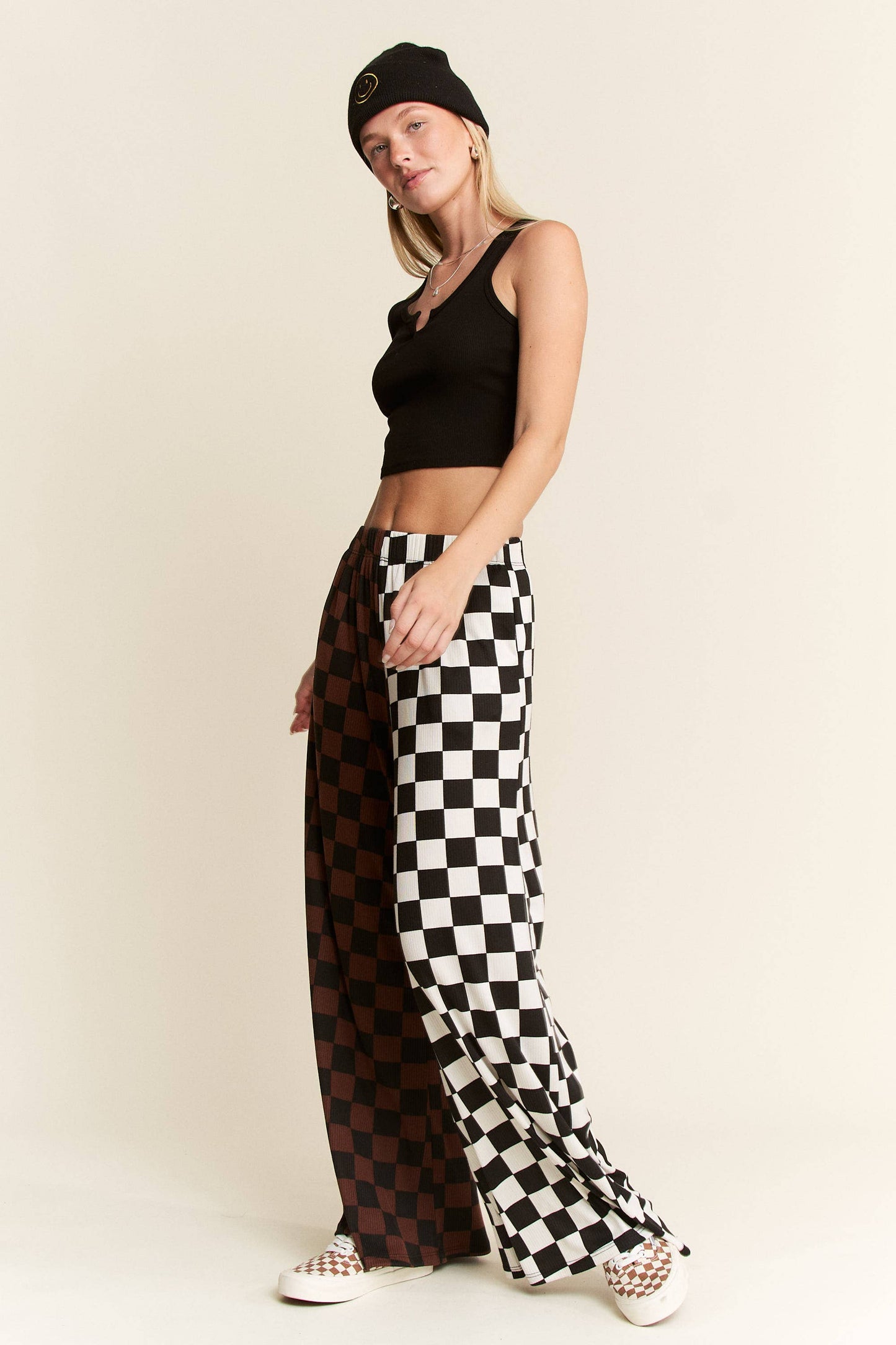 SPLIT DECISION CHECKERED PANTS: Brown/Black