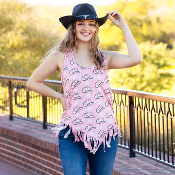 Cowboy Hat Tank Top w/ Fringe
