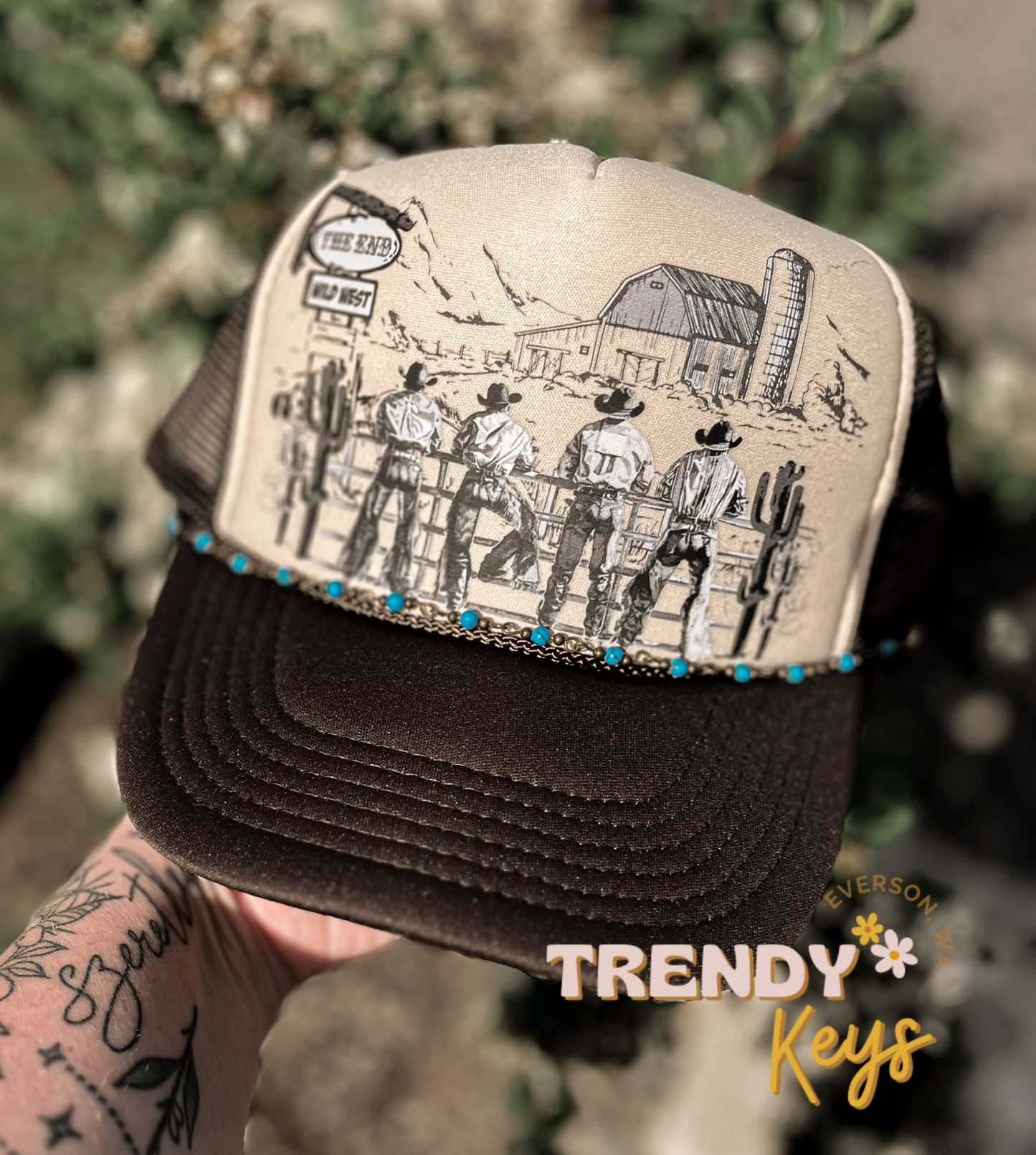 Cowboys at the Fence Graphic Trucker Hat : Without Chain