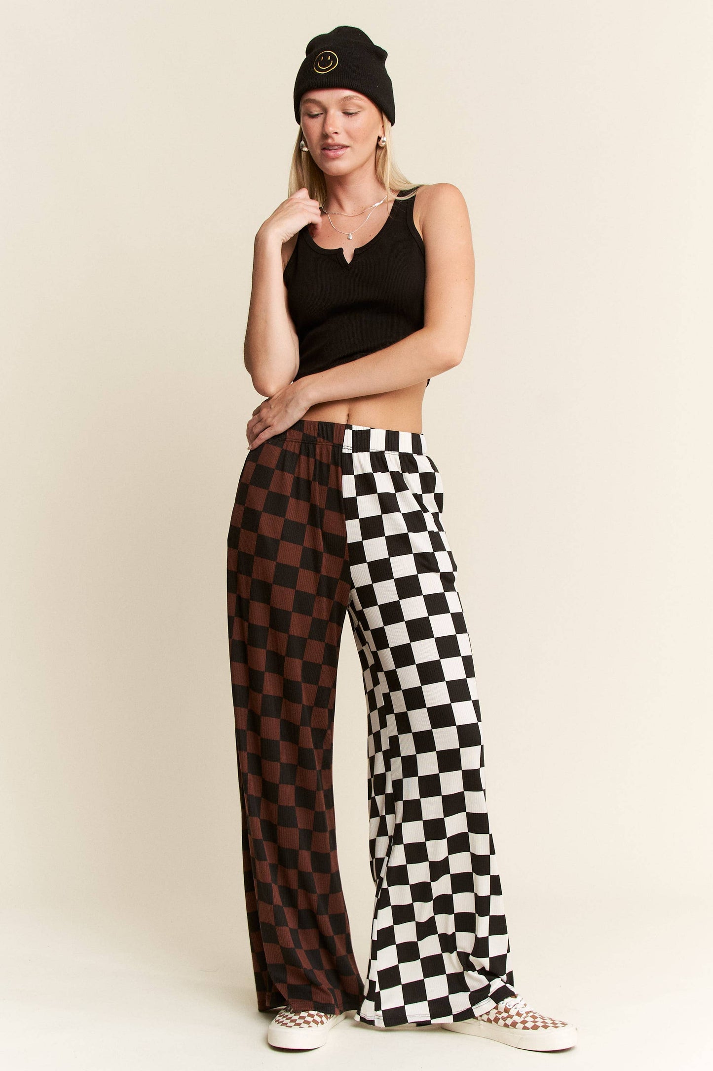 SPLIT DECISION CHECKERED PANTS: Brown/Black