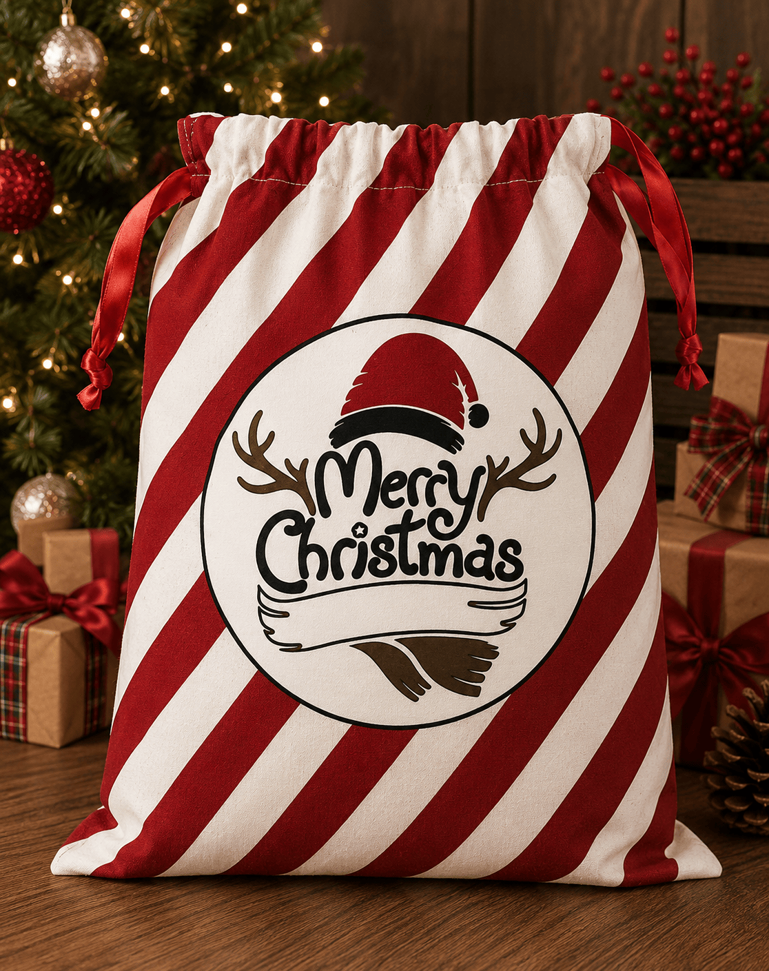 Santa Sack - Candy Cane Mery Christmas