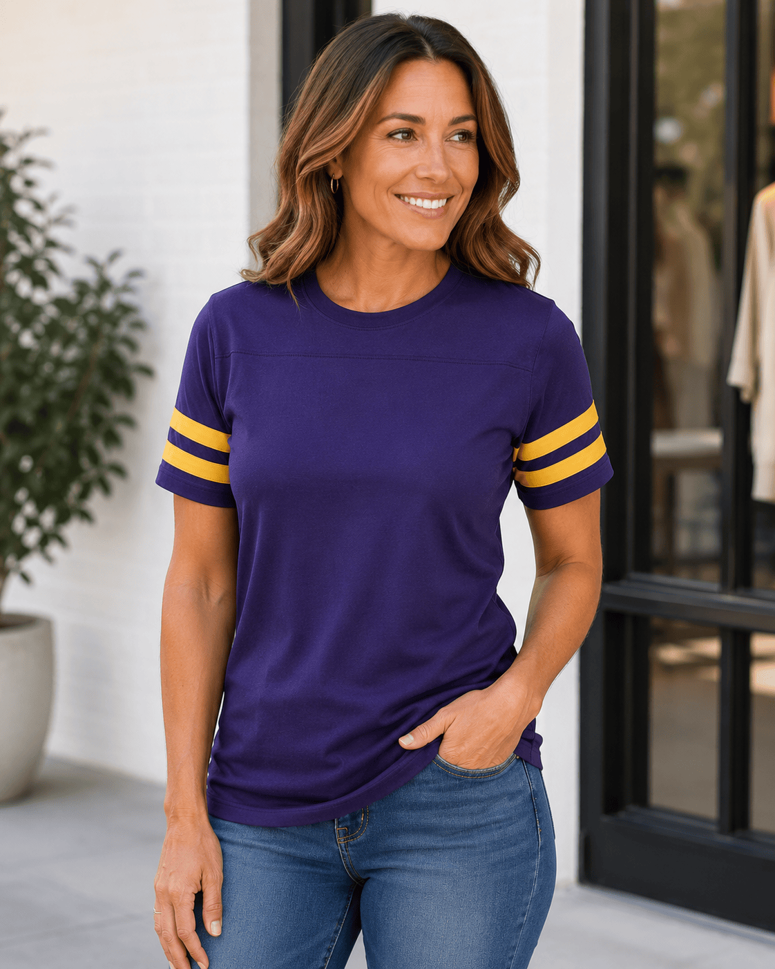 Adult 2 Stripe Jersey T-Shirt: Black/Gold / X-Large