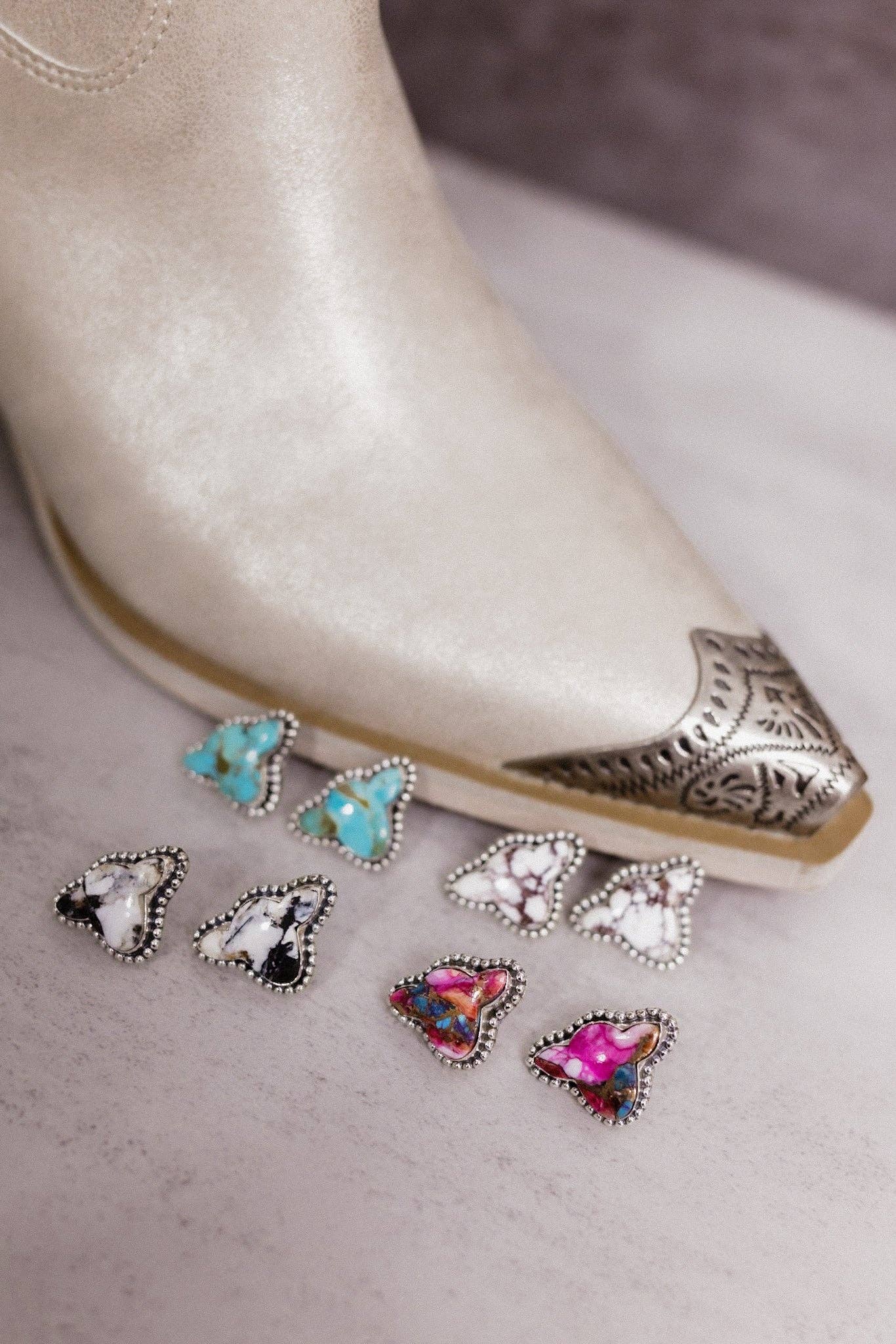 Lil Cow Slab Earrings: Pink Copper / STUDS