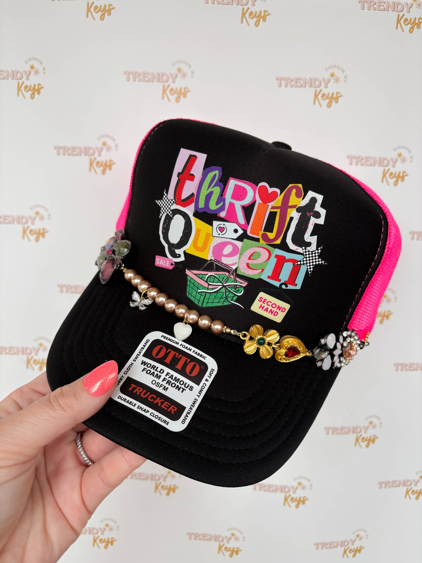 Thrift Queen Trucker Hat - Chain Varies: No Chain
