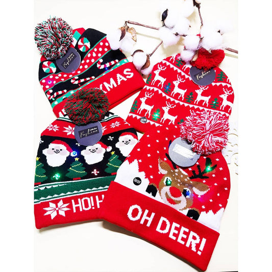 Christmas Light Up Variety Pack Beanie: ASSORTED COLOR