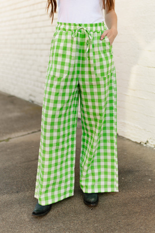 KELLY GREEN GINGHAM PANT