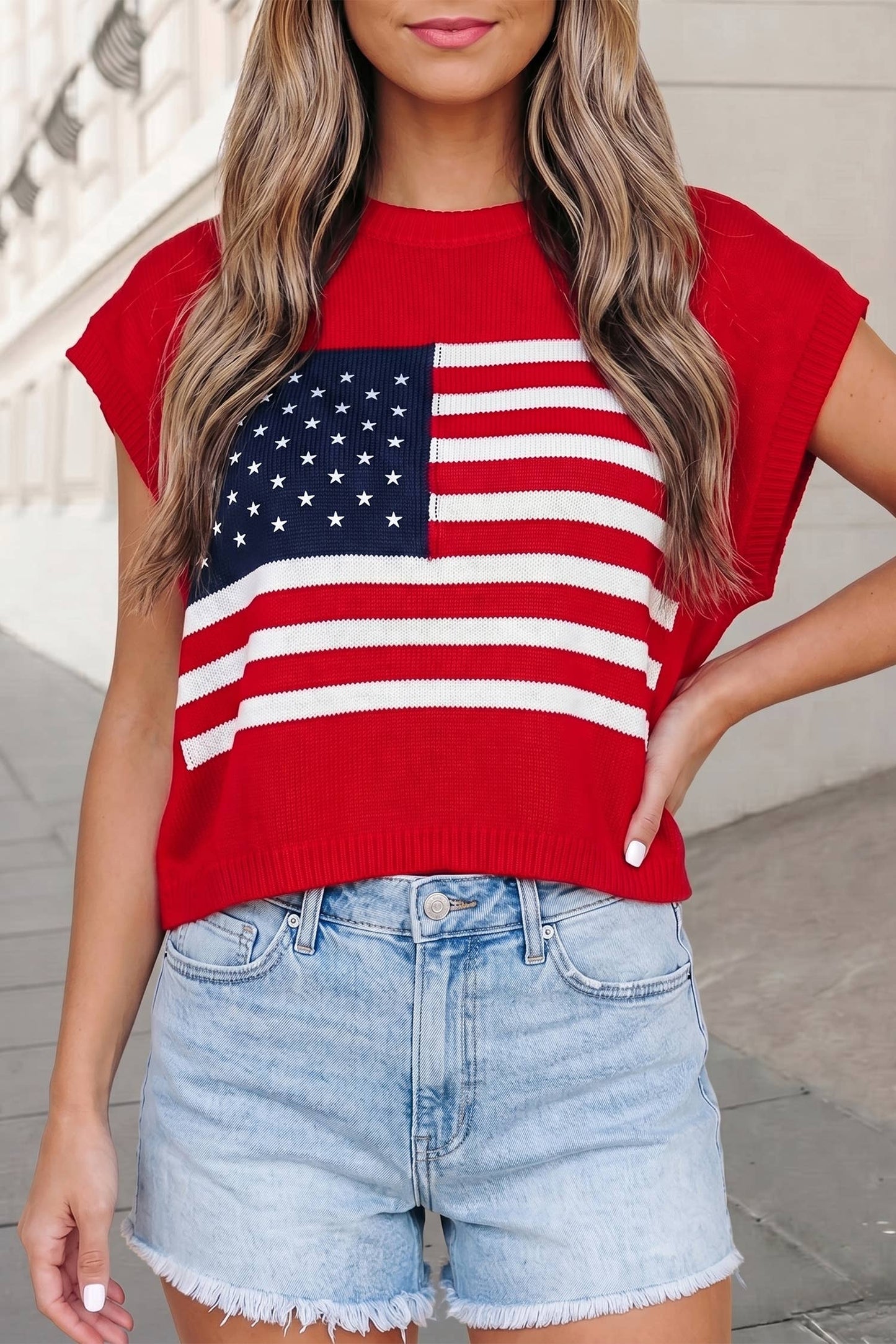 Stars & Stripes USA Flag Dolman Sleeve Sweater