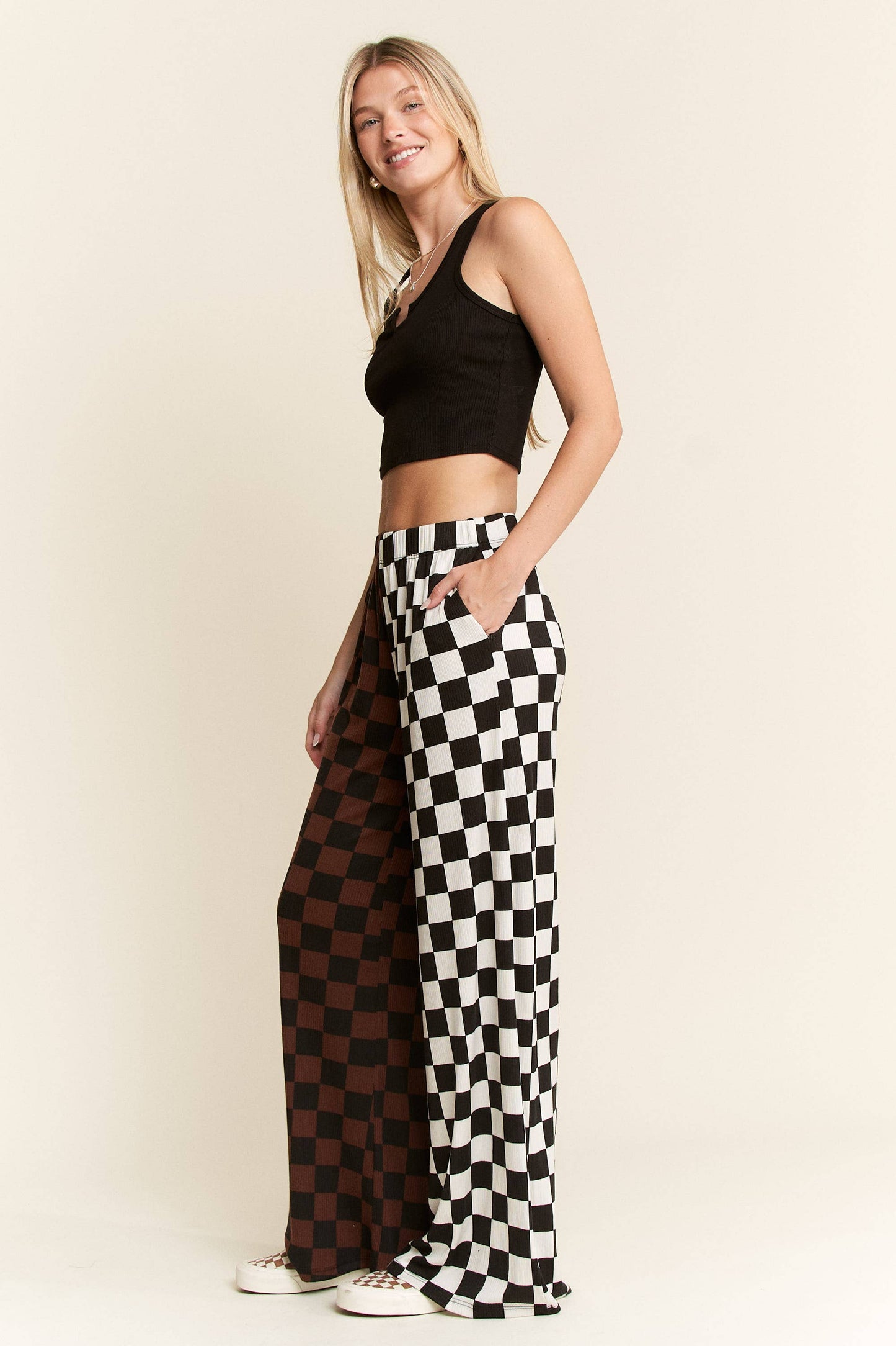 SPLIT DECISION CHECKERED PANTS: Brown/Black