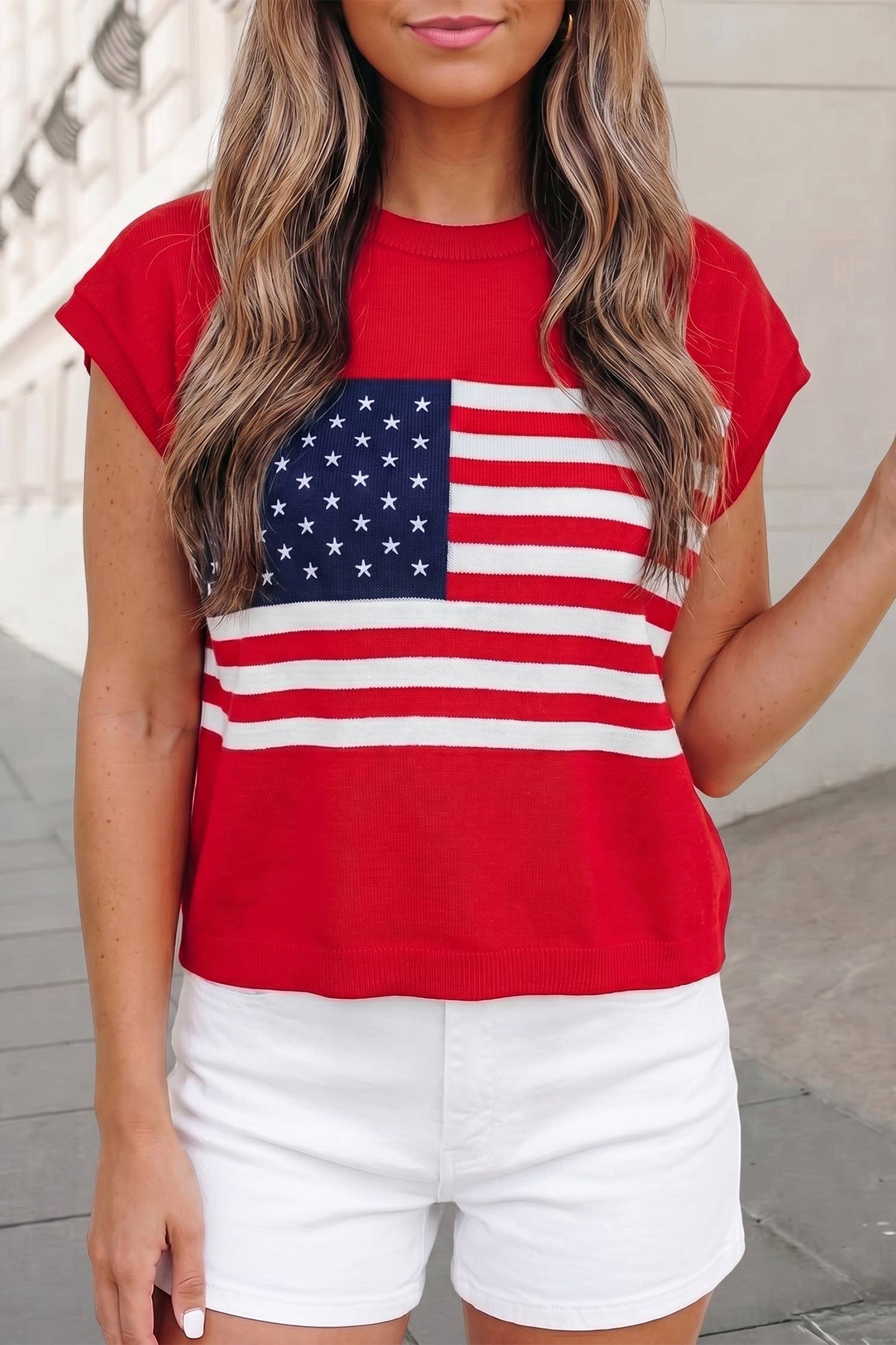 Stars & Stripes USA Flag Dolman Sleeve Sweater