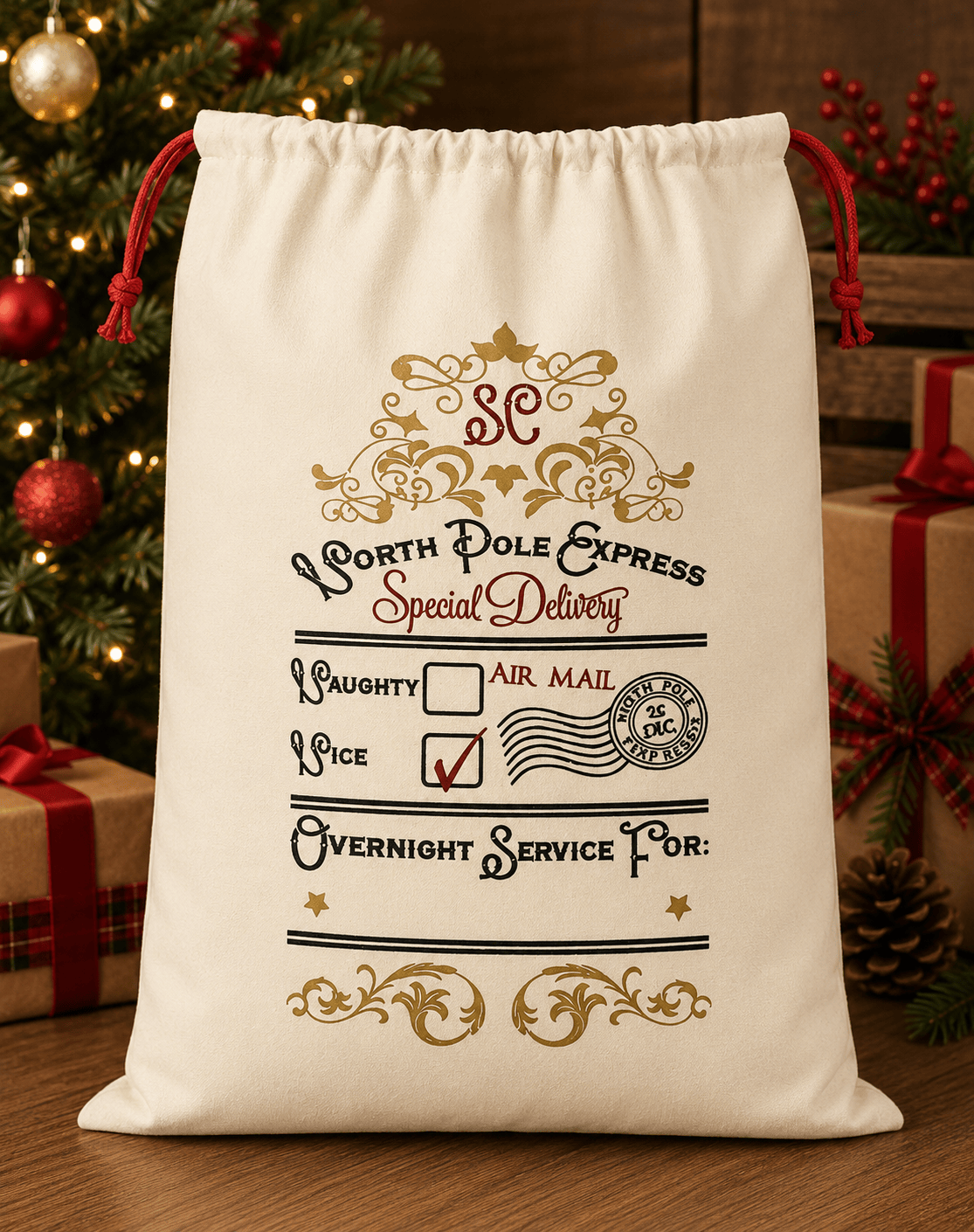Santa Sack - North Pole Express Gold