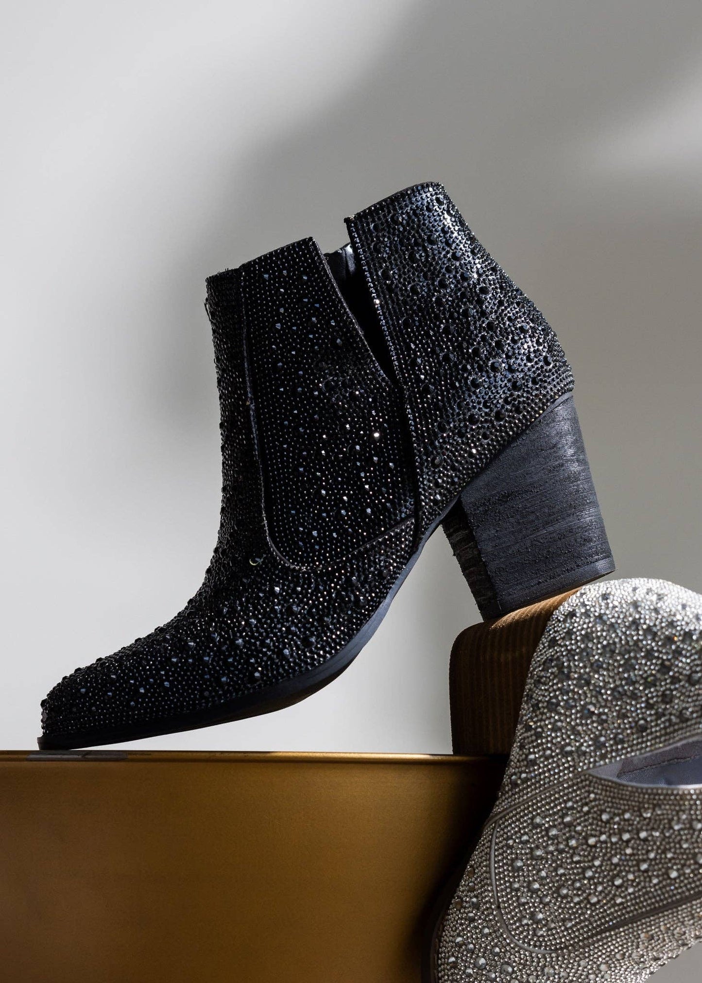 Shine Star Rhinestone Bootie in Black: 7.5