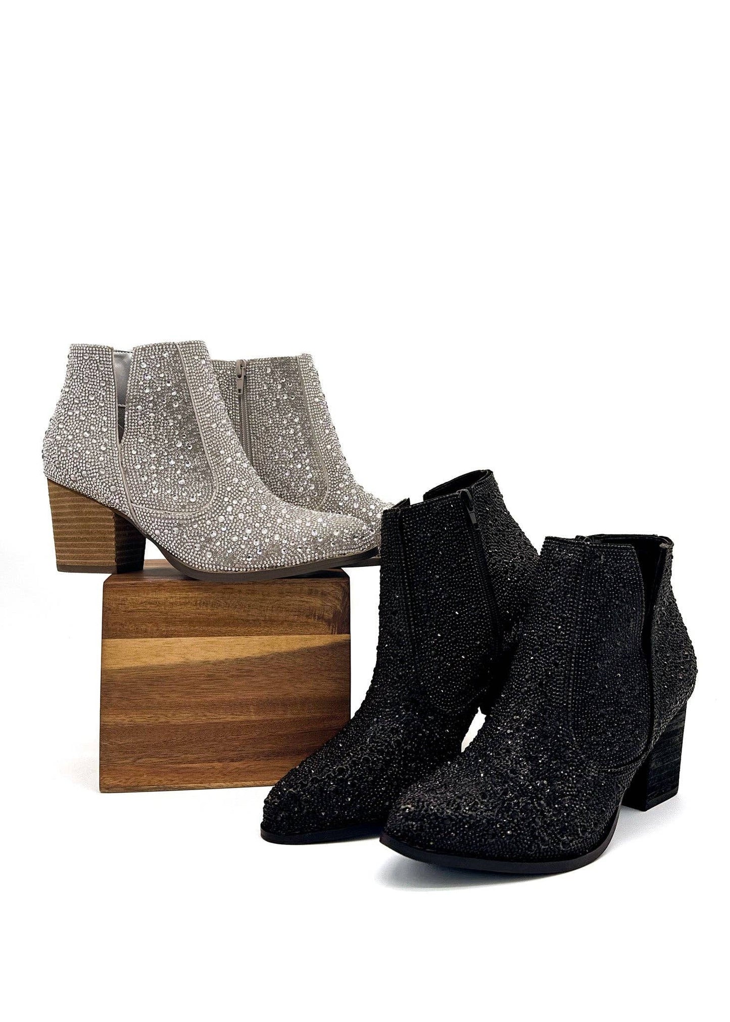 Shine Star Rhinestone Bootie in Black: 7.5