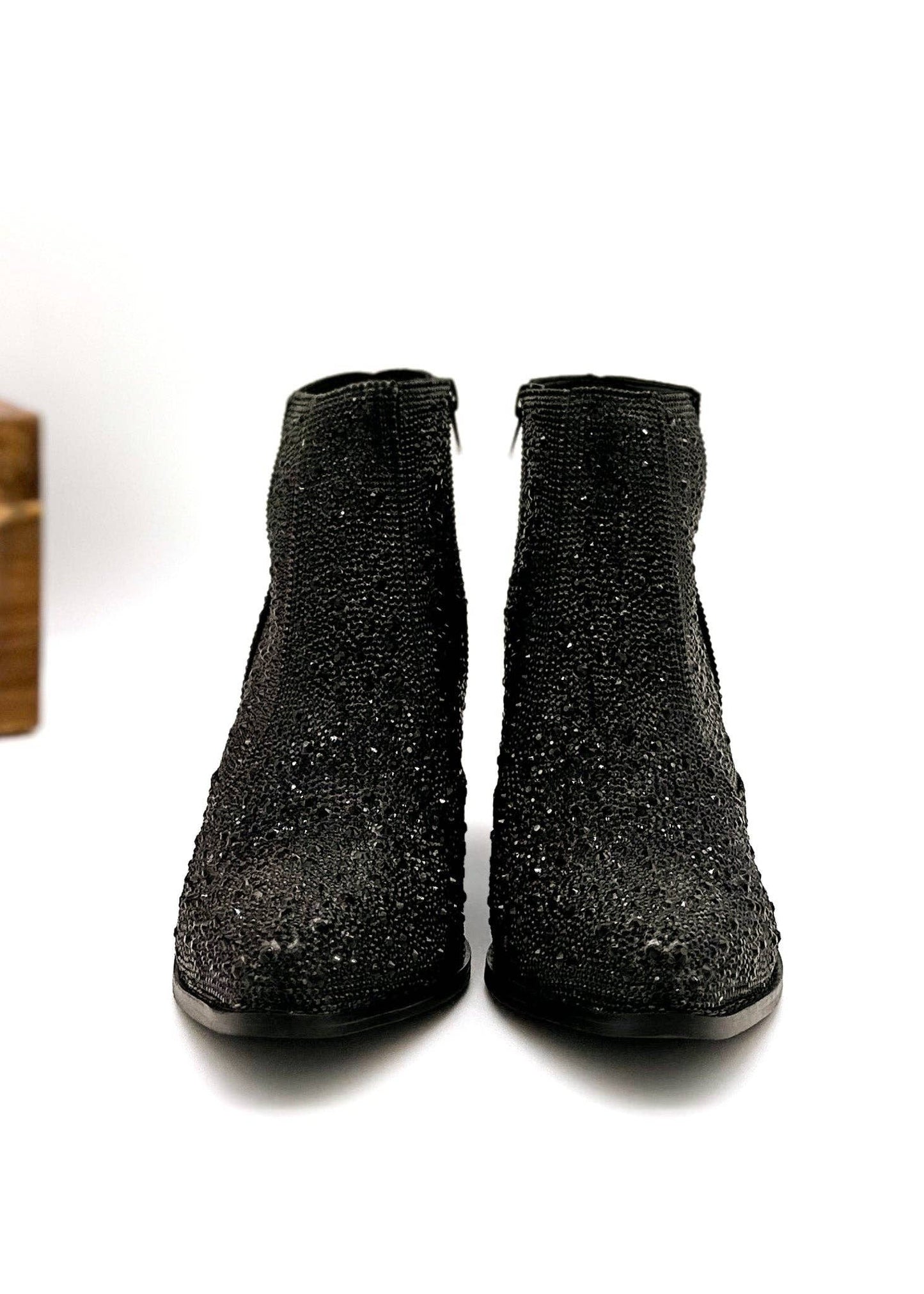 Shine Star Rhinestone Bootie in Black: 7.5
