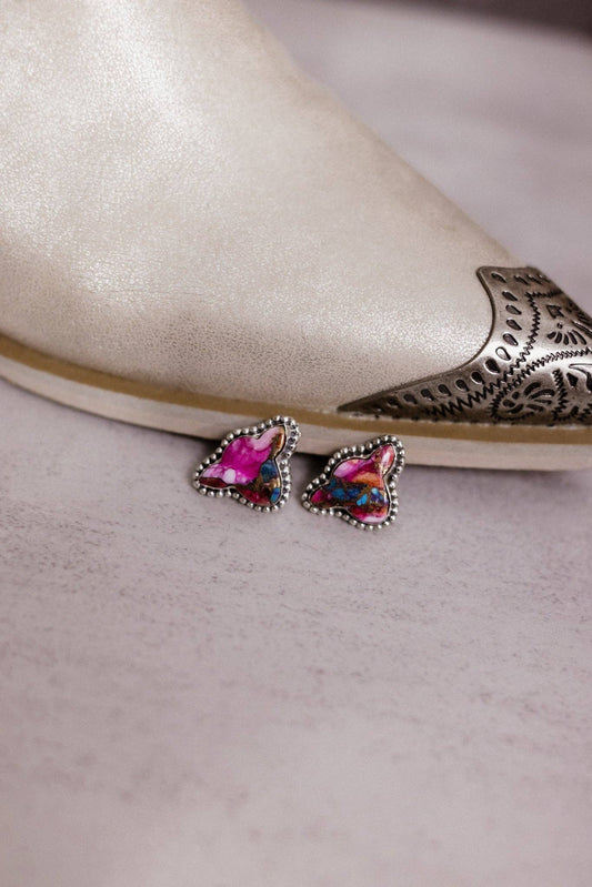 Lil Cow Slab Earrings: Pink Copper / STUDS