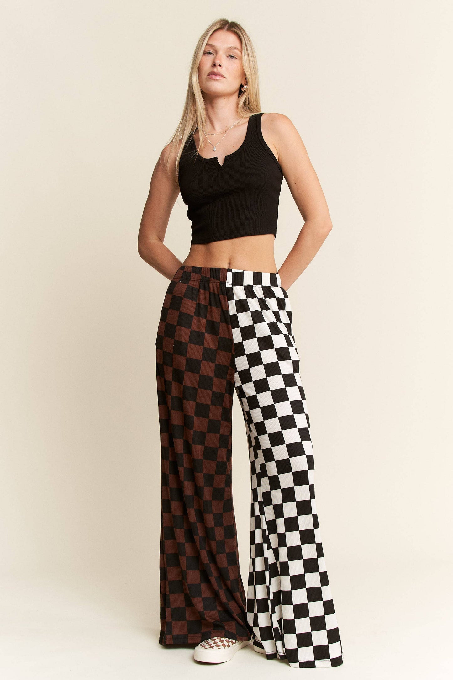 SPLIT DECISION CHECKERED PANTS: Brown/Black
