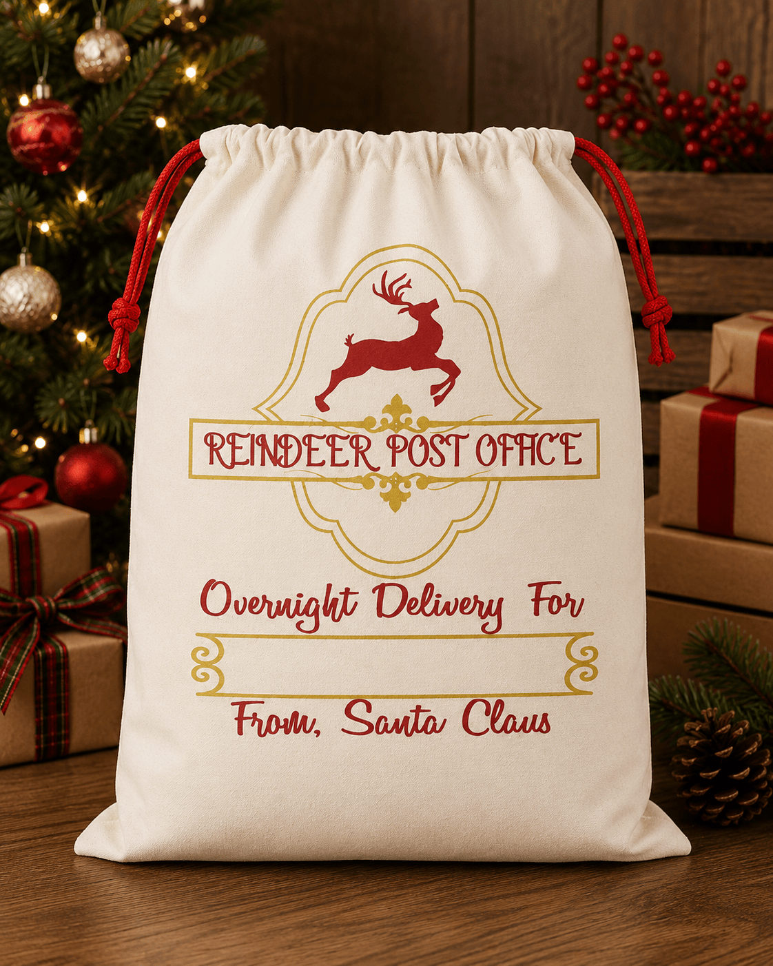 Santa Sack - Gold Reindeer