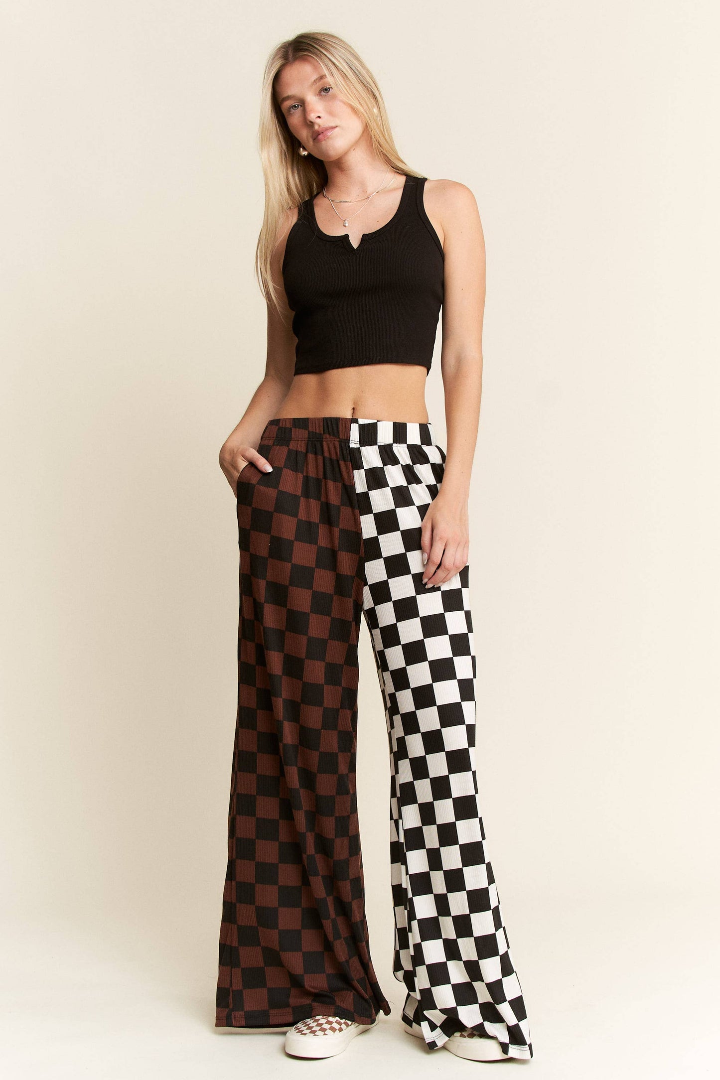SPLIT DECISION CHECKERED PANTS: Brown/Black