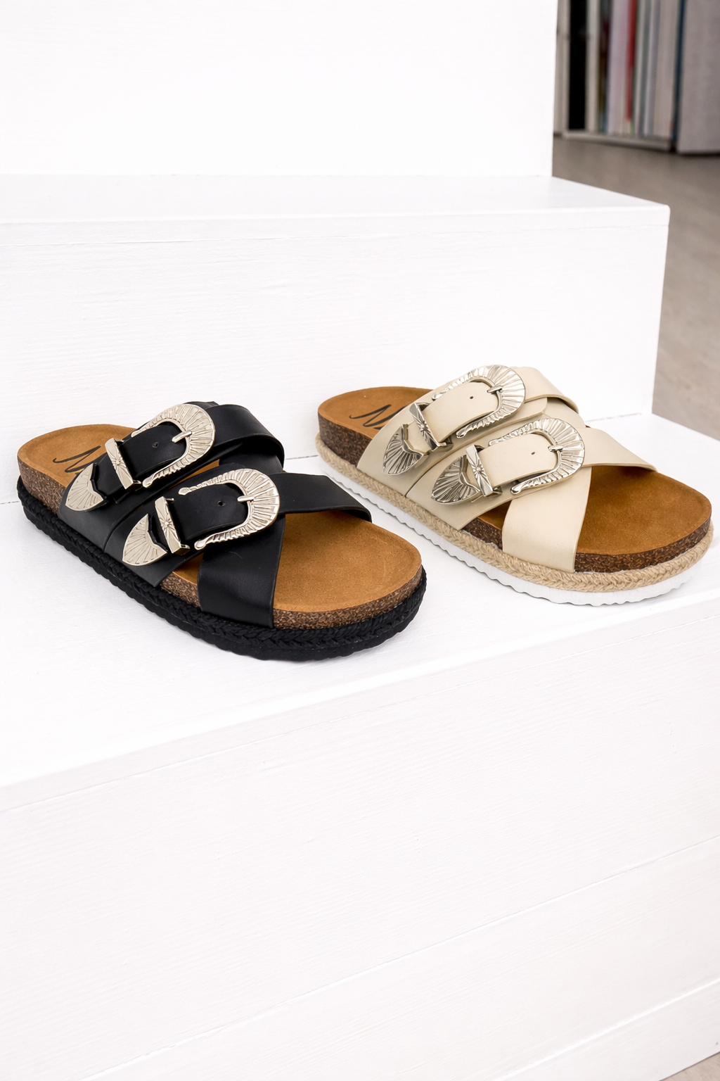 Iris Buckle Sandal in Cream: 8.0