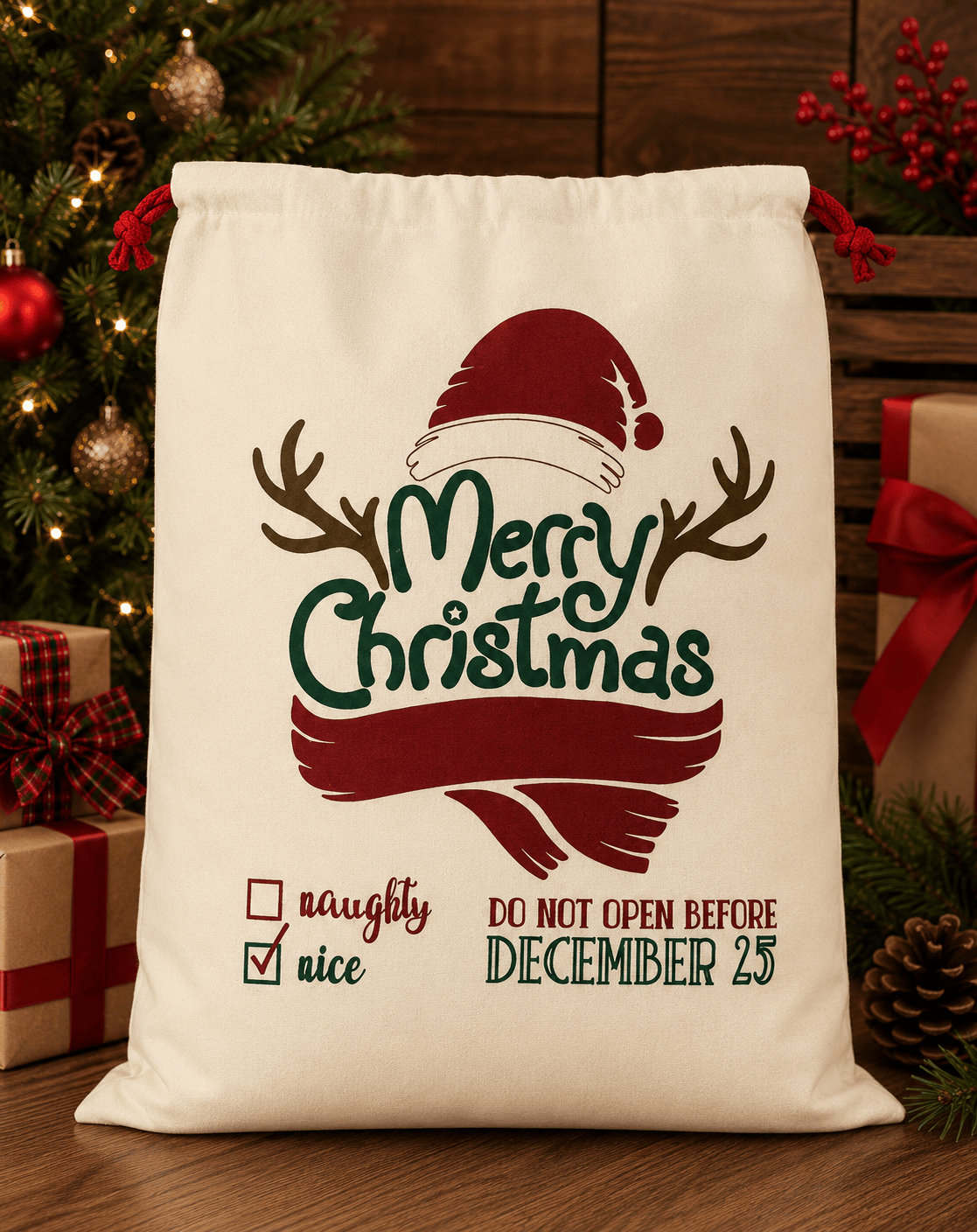 Santa Sack - Merry Christmas Santa Hat