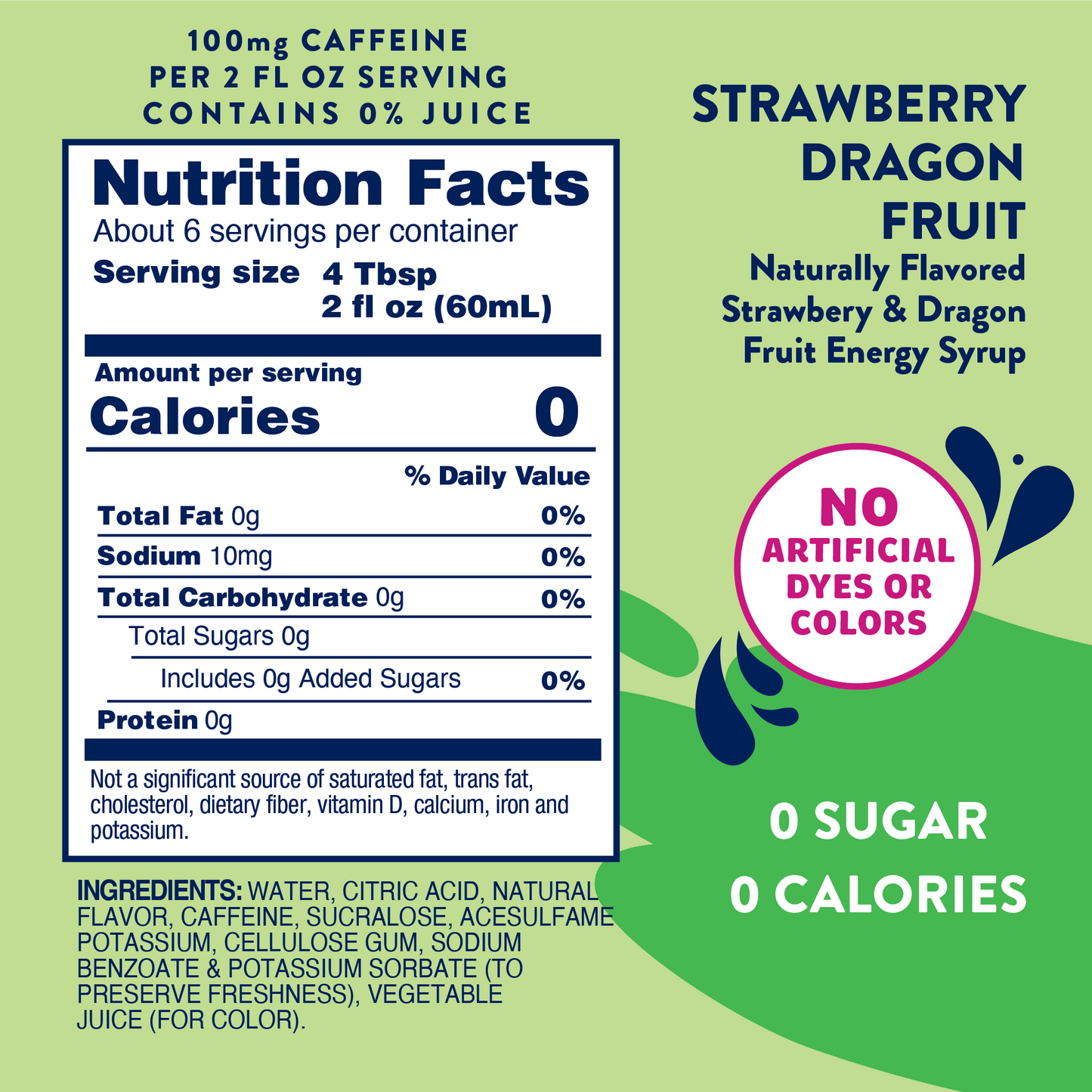 Sugar Free Strawberry Dragon Fruit Energy Syrup - 375ml
