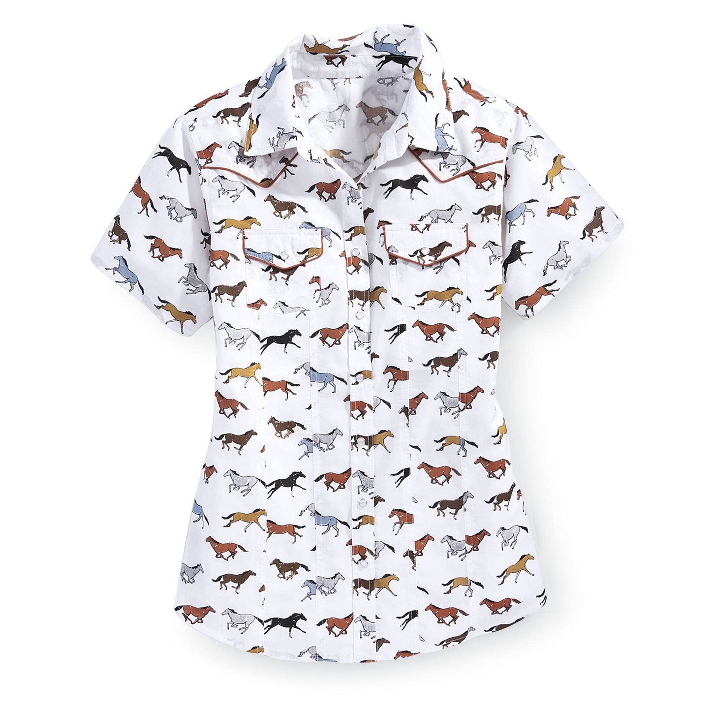 Horse Print Shirt: White Multi / Small