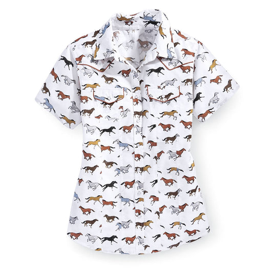 Horse Print Shirt: White Multi
